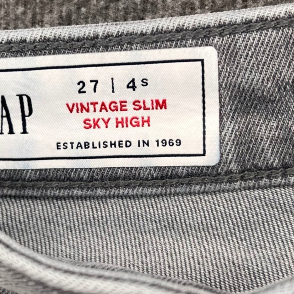 Gap Womens Vintage Slim Sky High Jeans Gray Raw Hem Size 27 4 Short Stretch - Picture 5 of 14